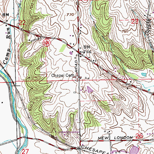 Topographic Map of Chapel Cemetery, OH