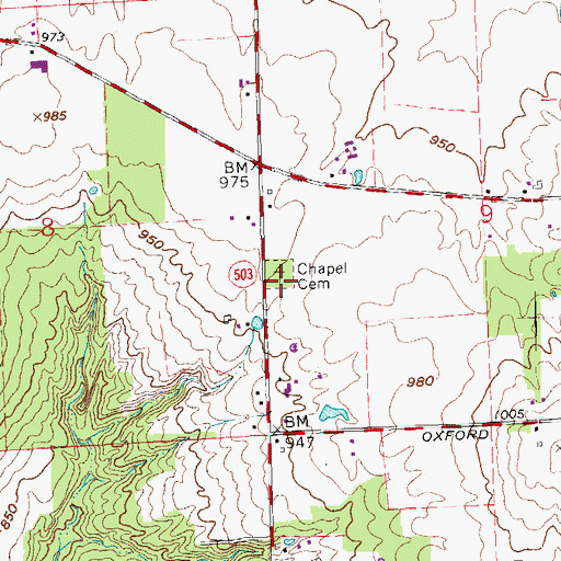 Topographic Map of Chapel Cemetery, OH