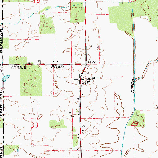 Topographic Map of Chapel Cemetery, OH