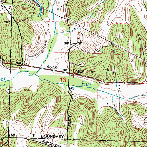 Topographic Map of Chapel Cemetery, OH