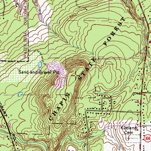 Topographic Map of Chaplin State Forest, OH