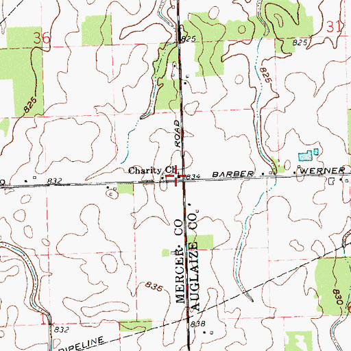 Topographic Map of Charity Church, OH