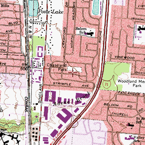 Topographic Map of Chaseland Park, OH