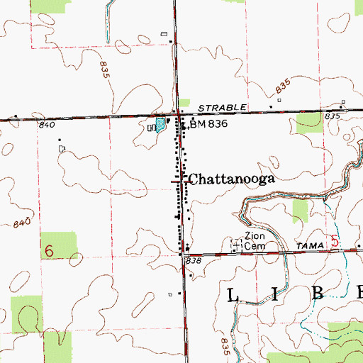 Topographic Map of Chattanooga, OH