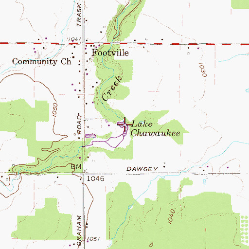 Topographic Map of Lake Chawaukee, OH