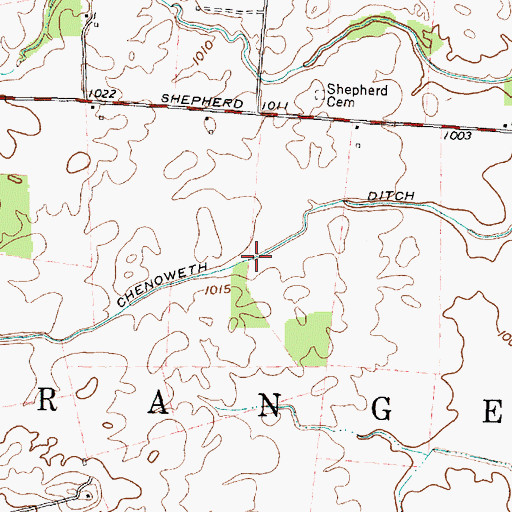 Topographic Map of Chenoweth Ditch, OH