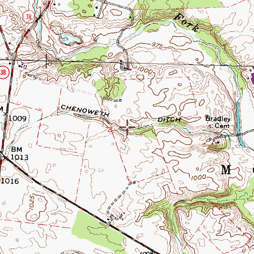 Topographic Map of Chenoweth Ditch, OH