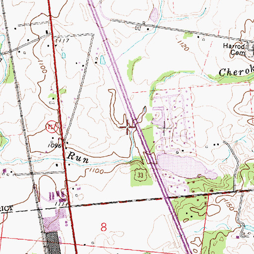 Topographic Map of Cherokee Run, OH