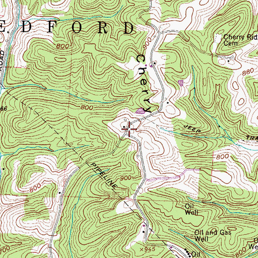 Topographic Map of Cherry Ridge, OH