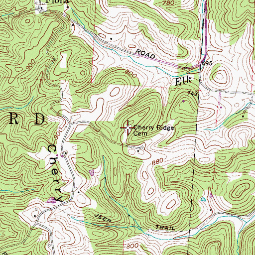 Topographic Map of Cherry Ridge Cemetery, OH