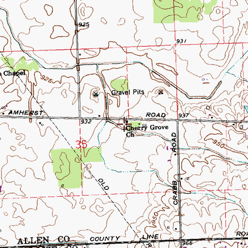 Topographic Map of Cherry Grove Church, OH