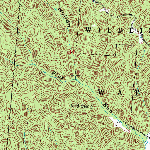 Topographic Map of Cherry Hollow, OH