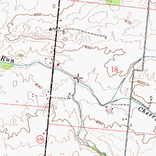 Topographic Map of Cherry Run, OH