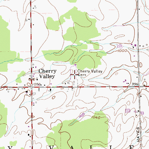 Topographic Map of Cherry Valley Cemetery, OH