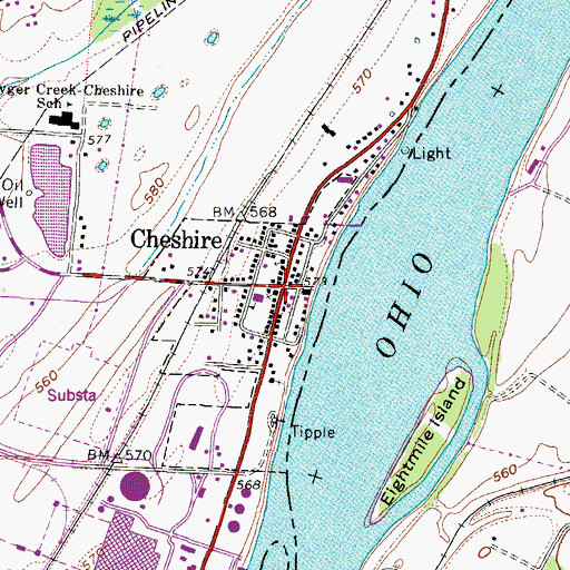 Topographic Map of Cheshire, OH