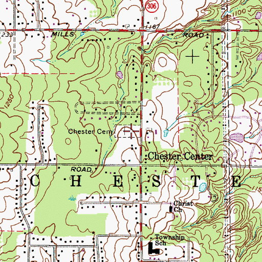 Topographic Map of Chester Township Cemetery, OH