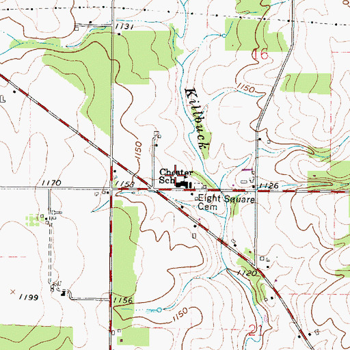 Topographic Map of Chester School, OH