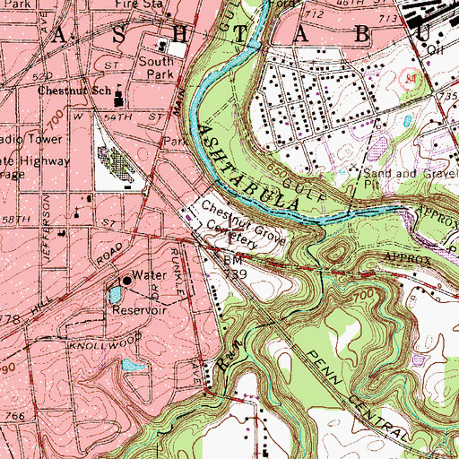 Topographic Map of Chestnut Grove Cemetery, OH