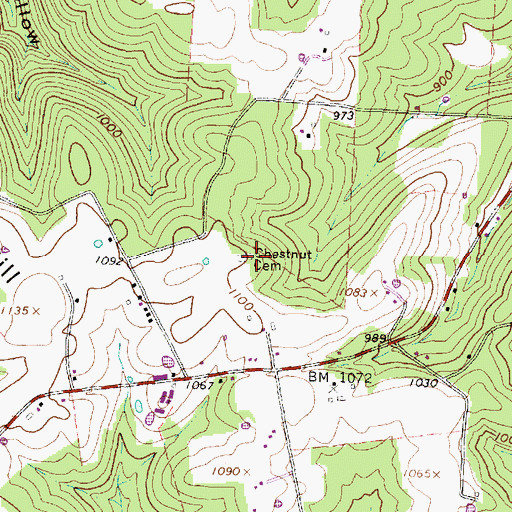 Topographic Map of Chestnut Cemetery, OH