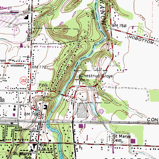 Topographic Map of Chestnut Grove Cemetery, OH