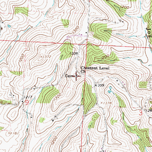 Topographic Map of Chestnut Level Church, OH