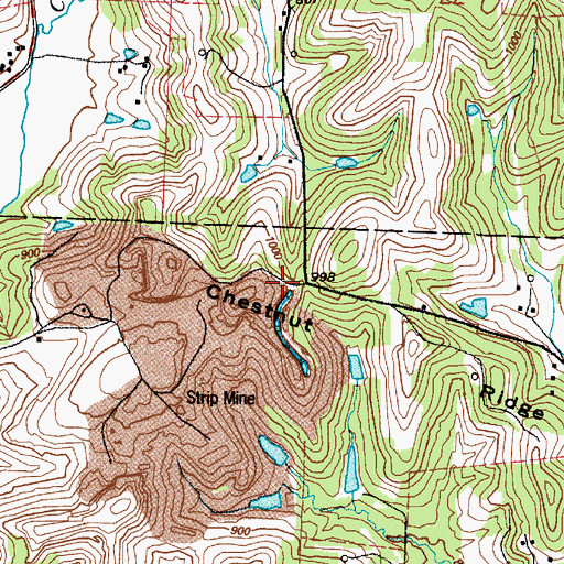 Topographic Map of Chestnut Ridge, OH