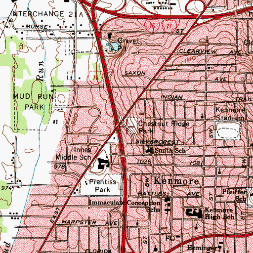 Topographic Map of Chestnut Ridge Park, OH