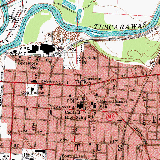 Topographic Map of Chestnut School, OH