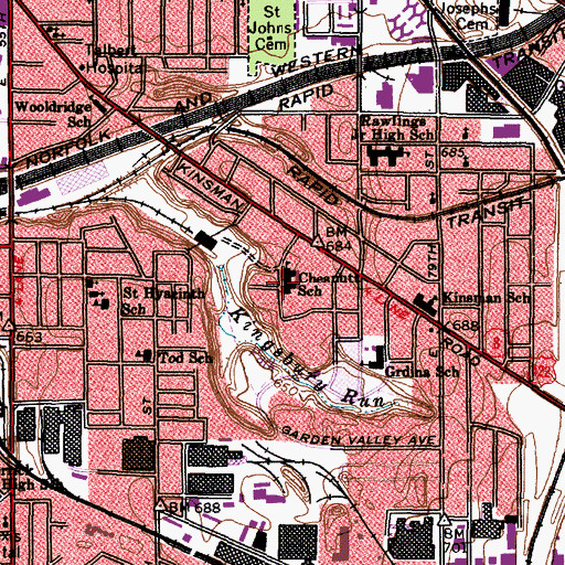 Topographic Map of Chestnut School, OH
