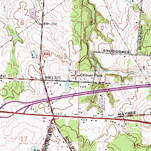 Topographic Map of Chever Park, OH