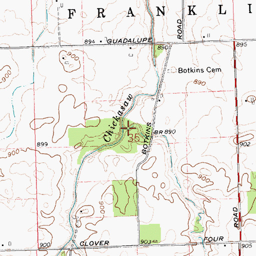 Topographic Map of Chickasaw East Fork, OH
