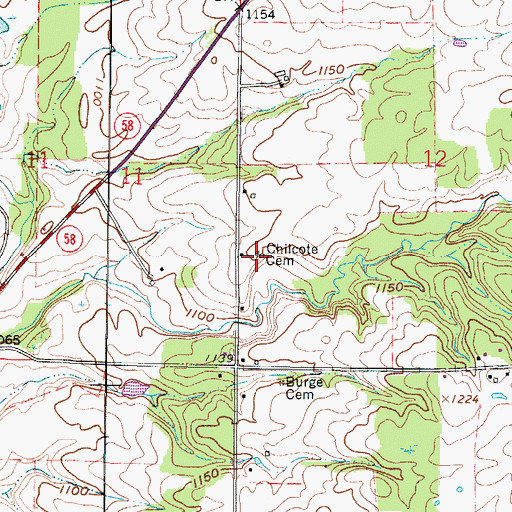 Topographic Map of Chilcote Cemetery, OH