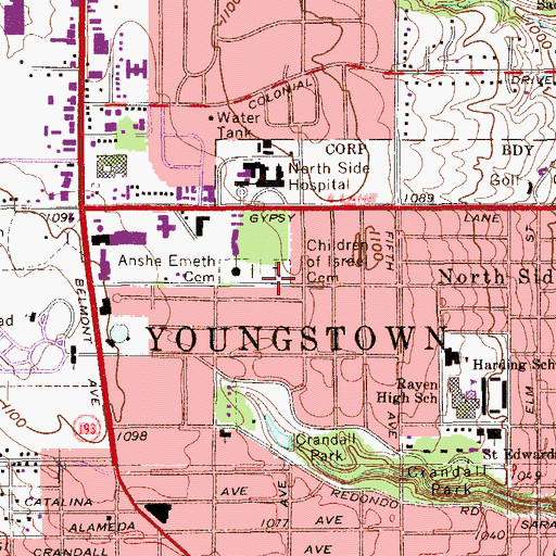Topographic Map of Children of Israel Cemetery, OH