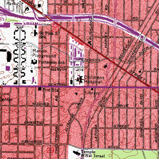 Topographic Map of Childrens Hospital, OH