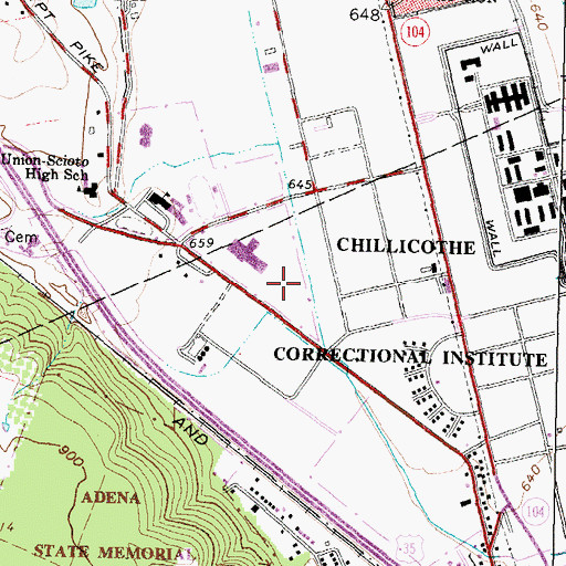 Topographic Map of Chillicothe Federal Reformatory, OH