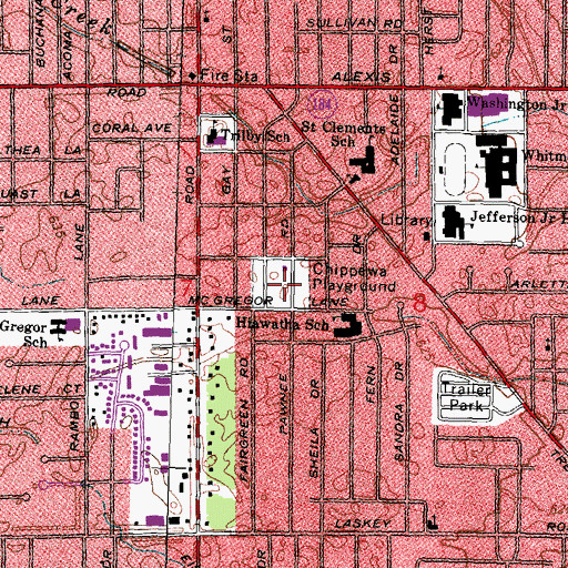 Topographic Map of Chippewa Playground, OH