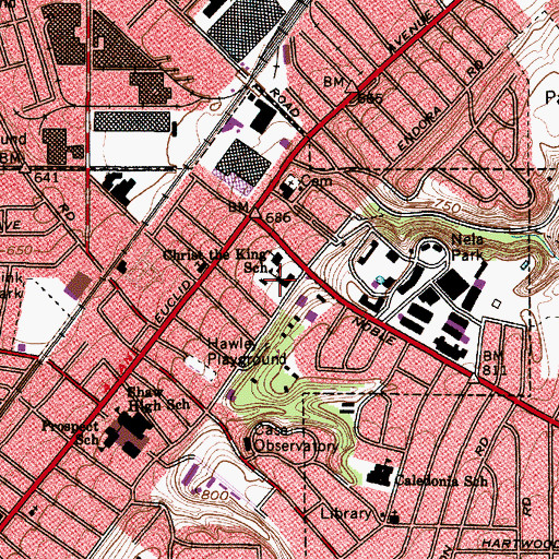 Topographic Map of Christ the King School (historical), OH