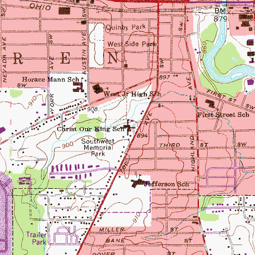 Topographic Map of Christ Our King School, OH