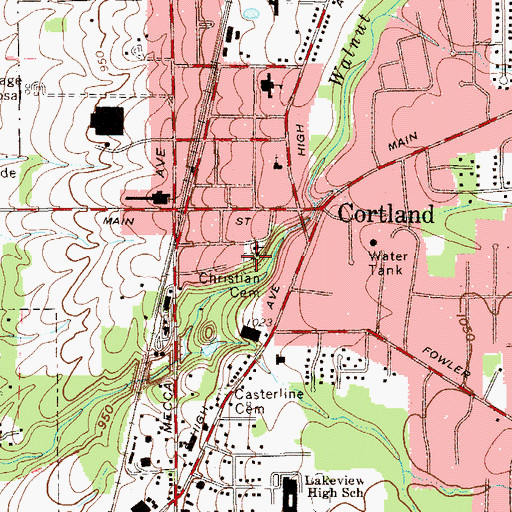 Topographic Map of Cortland Christian Church Cemetery, OH