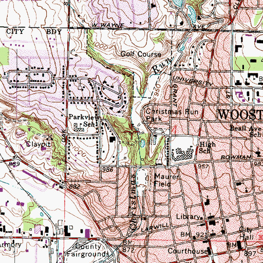 Topographic Map of Christmas Run Park, OH