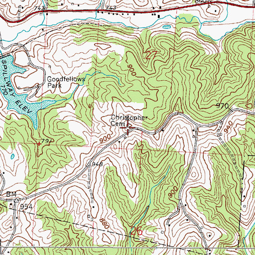 Topographic Map of Christopher Cemetery, OH
