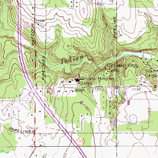 Topographic Map of Christs Mission Camp, OH