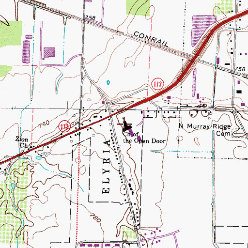Topographic Map of Church of the Open Door, OH