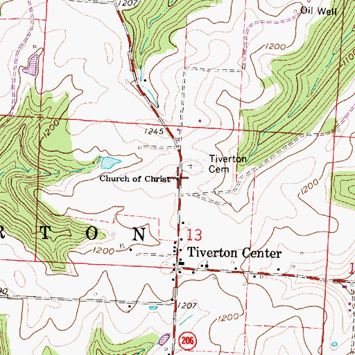 Topographic Map of Church of Christ, OH