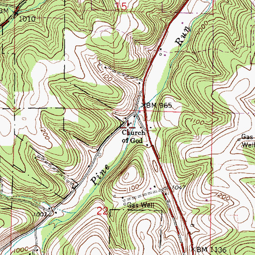 Topographic Map of Church of God, OH