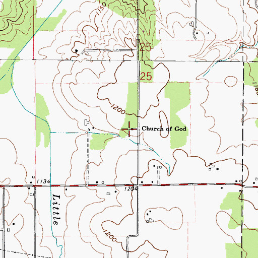 Topographic Map of Church of God, OH