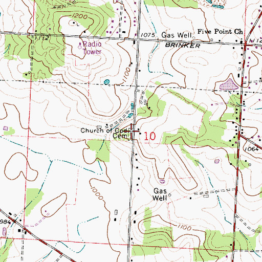 Topographic Map of Church of God Cemetery, OH