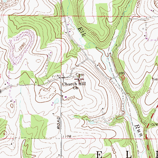 Topographic Map of Church Hill Church, OH