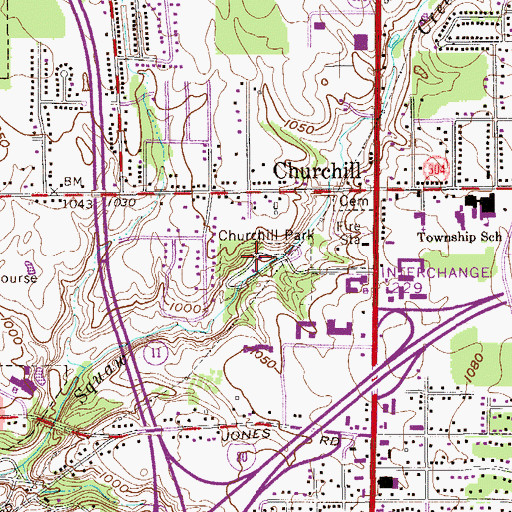 Topographic Map of Churchill Park, OH