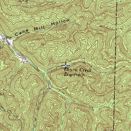 Topographic Map of Churn Creek Reservoir, OH